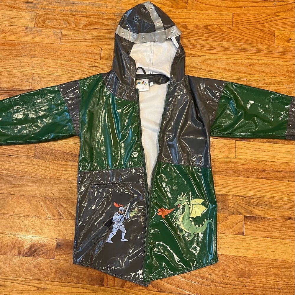 Kidorable Green and Gray Dragon Raincoat